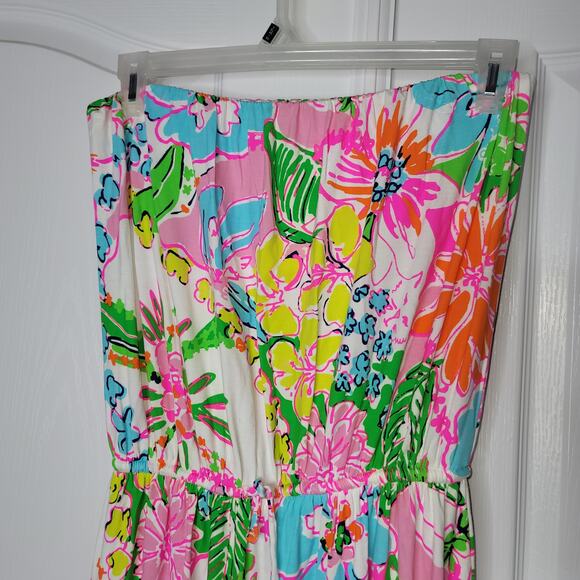 Lilly Pulitzer for Target Long Maxi Dress Strapless Elastic Waist Nosey Posey XL - Picture 3 of 6
